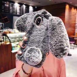 Cute Hairy Rabbit Animal Plush Phone Case For iPhone 14 13 12 11 Pro Max XS X XR Max 7 8 Plus