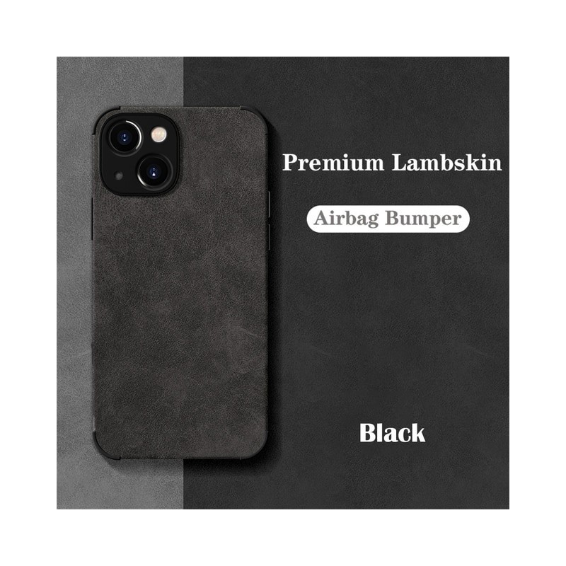 Shockproof Matte Lambskin Leather Case for iPhone 14 13 12 11 Pro Max XS X XR Max 7 8 Plus
