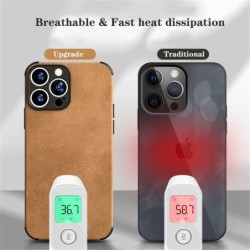 Shockproof Matte Lambskin Leather Case for iPhone 14 13 12 11 Pro Max XS X XR Max 7 8 Plus