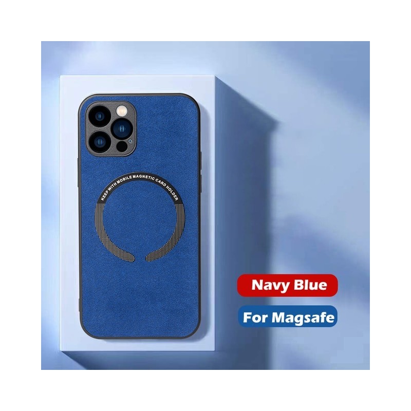 Magsafe Suede Leather Magnetic Wireless Charging Case for iPhone 14 13 12 11 Pro Max XS X XR Max 7 8 Plus