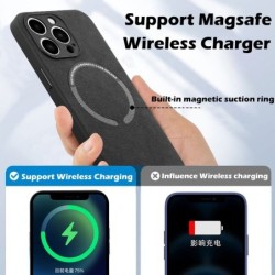 Magsafe Suede Leather Magnetic Wireless Charging Case for iPhone 14 13 12 11 Pro Max XS X XR Max 7 8 Plus