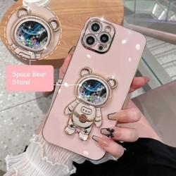 Quicksand Astronaut Popstand Plating Phone Case For iPhone 14 13 12 11 Pro Max XS X XR Max 7 8 Plus