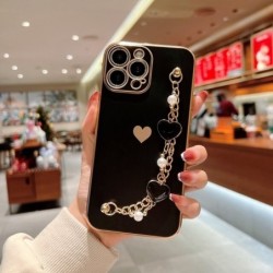 Soft Bracelet Love Heart Plating Phone Case For iPhone Samsung OPPO Vivo Realme Huawei Honor Xiaomi Redmi Oneplus