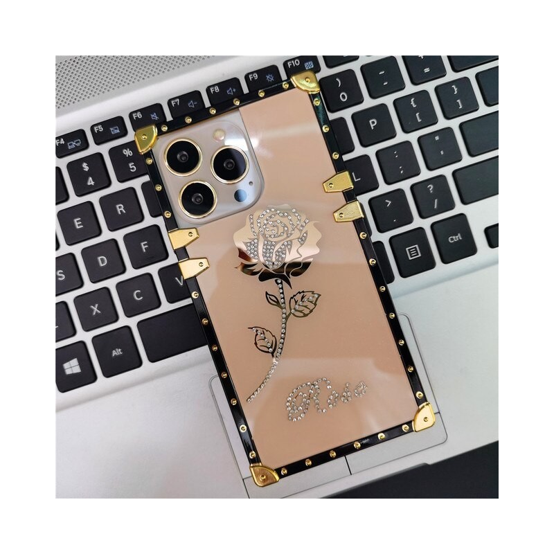 Luxury Glitter Bling Diamond Rose Flower Case for iPhone Samsung Huawei Honor OPPO Vivo Xiaomi Redmi Realme LG Moto