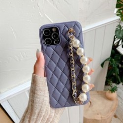 Sheepskin Colorful Pearl Wristband Chain Leather Phone Case For iPhone 14 13 12 11 Pro XR XS Max X 7 8 Plus