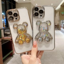 Cartoon Bear Quicksand Phone Case for iPhone 11 12 13 14 Pro Xs Max 7 8 14 Plus XR X