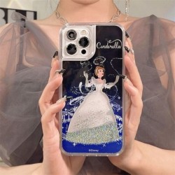 Disney Cinderella Princesses Quicksand Phone Case For Iphone 11 12 13 14 Pro Max X Xs Xr Plus SE Cartoon Silicone anti-drop