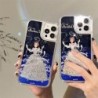Disney Cinderella Princesses Quicksand Phone Case For Iphone 11 12 13 14 Pro Max X Xs Xr Plus SE Cartoon Silicone anti-drop