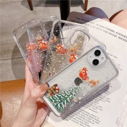 Merry Christmas Glitter Case For iPhone 12 11 13 Pro Max XR XS Max X 7 8 6S Plus 11 Dynamic Quicksand Shockproof Back Cover