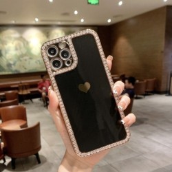 Plating Glitter Diamond Rhinestone Love Heart Phone Case For iPhone 14 13 12 11 Pro Max XS X XR Max 7 8 Plus