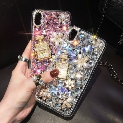 Glitter Diamond Rhinestone Flower Perfume Case For iPhone 14 13 12 11 Pro Max XS X XR Max 7 8 Plus