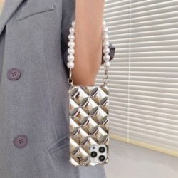 Glitter Gridding Wrist Bracelet Chain Phone Case For Samsung S21 S22 Plus Ultra