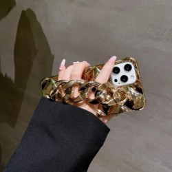 Glitter Gridding Wrist Bracelet Chain Phone Case For Samsung S21 S22 Plus Ultra