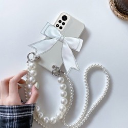 Pearl Necklace Cloth Bow Phone Case For iPhone 14 13 12 11 Pro Max XS X XR Max 7 8 Plus