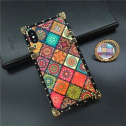 Luxury Glitter Vintage Flower Square Phone Case for iPhone Samsung