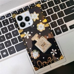 Luxury Flower Perfume Bottle Square Phone Case for iPhone Samsung
