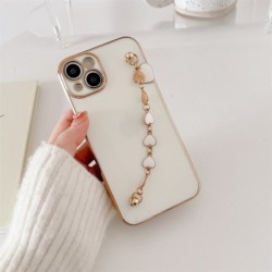 Plating Love Heart Metal Bracelet Phone Case for iPhone 13 11 Pro Max 12 MiNi XR XS 7 8 plus SE Wrist chain Cover for iphone 13