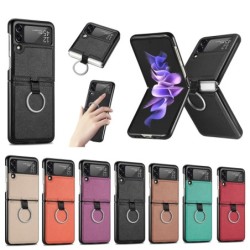 PU Leather Wireless Charging Ring Case For Samsung Galaxy Z Flip 4 Flip 3