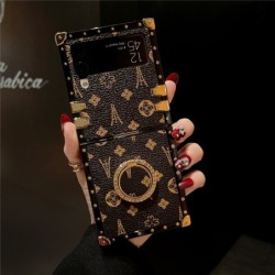 Square Flower Geometric Leather Cases For Samsung Galaxy Z Flip 4 Flip 3