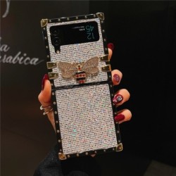 Square Glitter Diamond 3D Bee Cases For Samsung Galaxy Z Flip 4 Flip 3