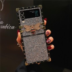 Luxury Glitter Diamond 3D Bee Cover For Samsung Galaxy Z Flip 3 Fashion Shockproof Square Phone Case For Samsung Galaxy Z Flip 4