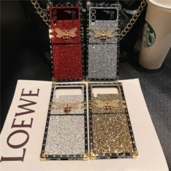 Luxury Glitter Diamond 3D Bee Cover For Samsung Galaxy Z Flip 3 Fashion Shockproof Square Phone Case For Samsung Galaxy Z Flip 4