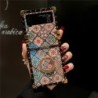 Square Glitter Retro Flower Cases For Samsung Galaxy Z Flip 4 Flip 3