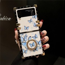 Square Glitter Butterfly Cases For Samsung Galaxy Z Flip 4 Flip 3