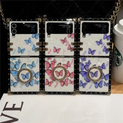 Fashion Cartoon Glitter Butterfly Cover For Samsung Galaxy Z Flip 3 Shockproof Square Phone Case For Samsung Galaxy Z Flip 4