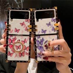 Square Glitter Butterfly Cases For Samsung Galaxy Z Flip 4 Flip 3