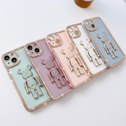 iPhone case Solid color electroplated diamond bezel violent bear for iPhone 13 12 11 Pro Max XS XR X Cell phone Shockproof case