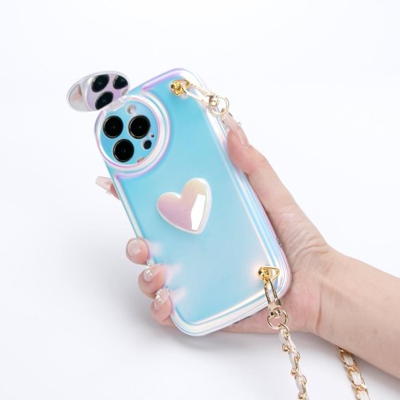 Mirror INS Cute Smile Face Clear Phone Case Bracelet For iPhone 15 14 13 12  11 Pro Max XS 13pro 14plus Lanyard Chain Back Cover - AliExpress