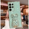 Flower Bear Popstand Plating Phone Case for iPhone Samsung OPPO Vivo Realme Huawei Honor Xiaomi Redmi Oneplus