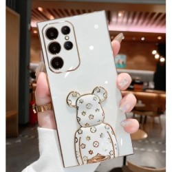 Plating Bear Stand Phone Case for iPhone Samsung OPPO Vivo Realme Huawei Honor Xiaomi Redmi Oneplus