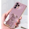 Flower Bear Popstand Plating Phone Case for iPhone Samsung OPPO Vivo Realme Huawei Honor Xiaomi Redmi Oneplus
