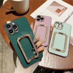 3D Crystal Square Holder Plating Phone Case for iPhone Samsung OPPO Vivo Realme Huawei Honor Xiaomi Redmi Oneplus