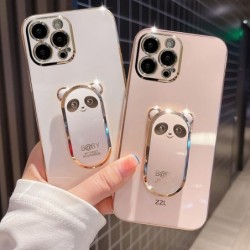 Cartoon Panda Holder Phone Cases for iPhone Samsung OPPO Vivo Realme Huawei Honor Xiaomi Redmi Oneplus