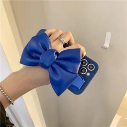 Bow Leather Wrist Holder Stand Phone Case for iPhone Samsung OPPO Vivo Realme Huawei Honor Xiaomi Redmi Oneplus