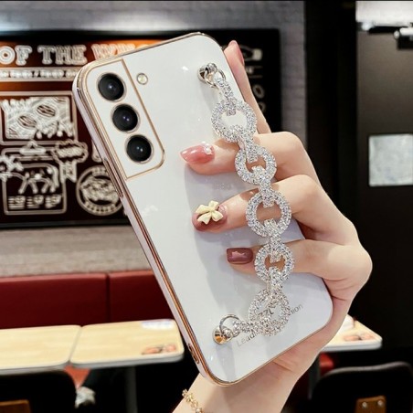 Luxury Plating Diamond Wrist Bracelet Silicone Case For iPhone Samsung OPPO Vivo Realme Huawei Honor Xiaomi Redmi Oneplus