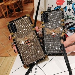 Square Bling Luxury Bee Phone Case for iPhone Samsung OPPO Vivo Realme Huawei Honor Xiaomi Redmi Oneplus