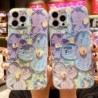Soft Blue Flower Glitter Laser Phone Case For iPhone 11 12 13 14 Pro Max X XS XR 7 8 Plus SE 2020 22 Mini